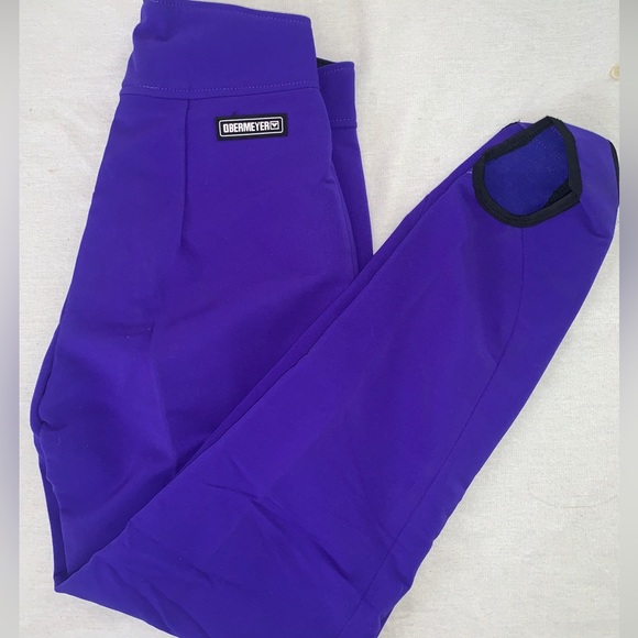 New Vintage Obermeyer Sz 10L Softshell Ski Snow Pants  Stirrups Purple - Picture 1 of 12